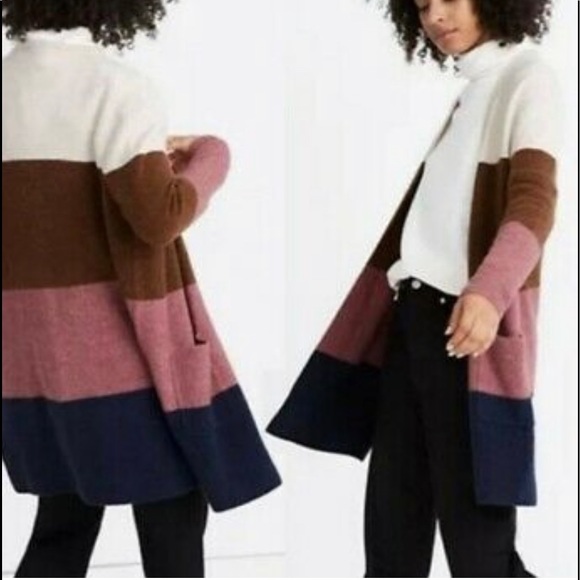 Madewell Wool Kent Striped Cardigan SZ M